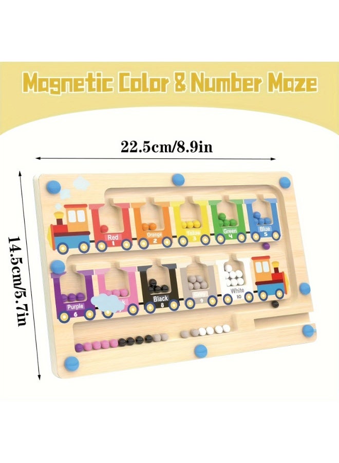 لعبة متاهة القطار المغناطيسية | لعبة خشبية ملونة تعليمية للأطفال | تنمية المهارات الحركية الدقيقة بطريقة مونتيسوري - Image 3