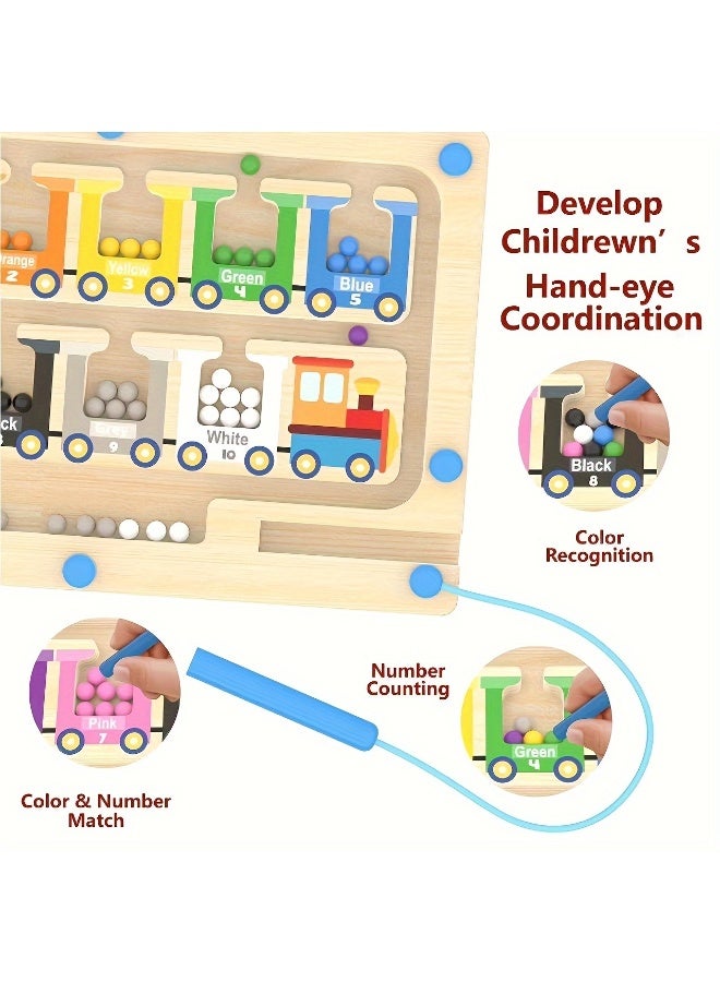 لعبة متاهة القطار المغناطيسية | لعبة خشبية ملونة تعليمية للأطفال | تنمية المهارات الحركية الدقيقة بطريقة مونتيسوري - Image 5