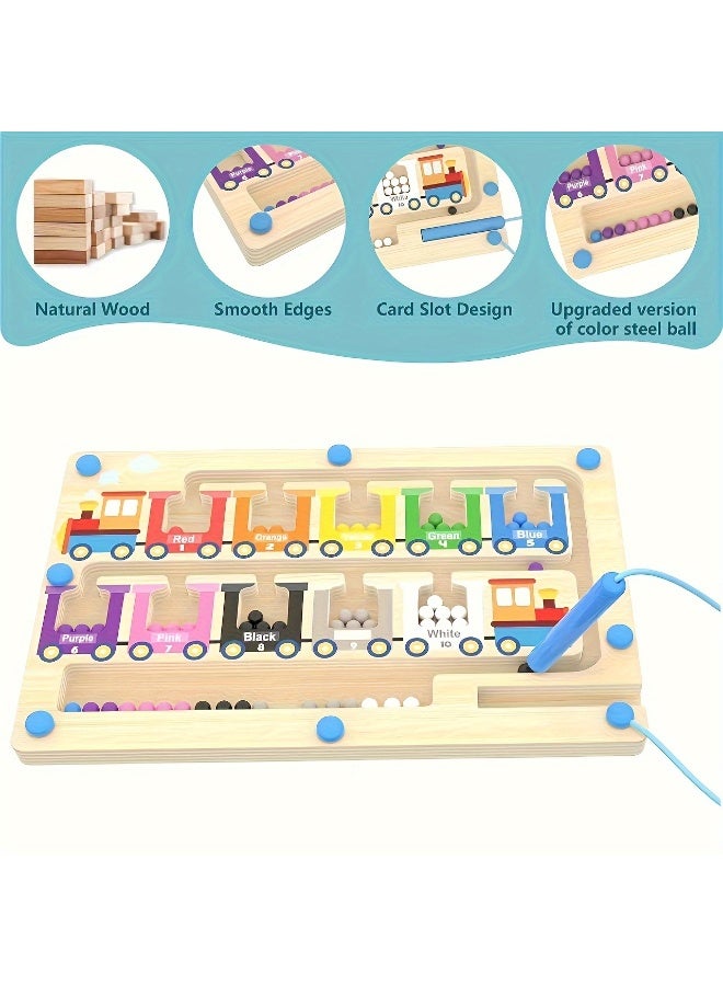 لعبة متاهة القطار المغناطيسية | لعبة خشبية ملونة تعليمية للأطفال | تنمية المهارات الحركية الدقيقة بطريقة مونتيسوري - Image 4