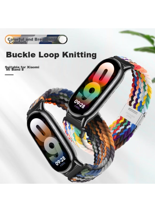 Wei Qiantu Weiqiantu Compatible With Xiaomi Band 9/8/nfc Strap, Fashionable Braided Wristband, Smart Sports Bracelet For Men And Women, Starlight Color (rose Gold Clasp)  - Image 2