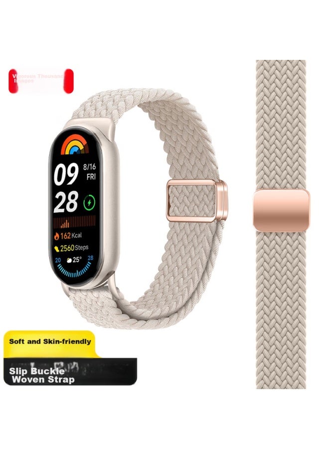 Wei Qiantu Weiqiantu Compatible With Xiaomi Band 9/8/nfc Strap, Fashionable Braided Wristband, Smart Sports Bracelet For Men And Women, Starlight Color (rose Gold Clasp)  - Image 1
