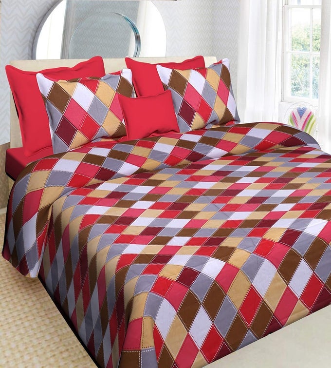 100 COTTON COMFORT 151 TC RAJASTHANI JAIPURI PRINTED 1 DOUBLE BEDSHEET WITH 2 PILLOW COVERS MULTI