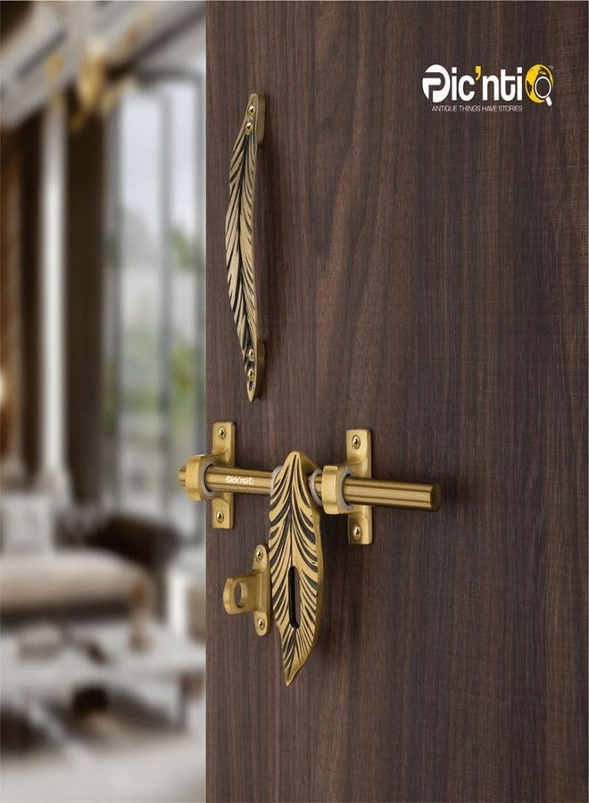 PIC’NTIQ PIC'NTIQ™ Aluminum Heavy Single Door Fitting Accessories Full Set/Kit |1 Aldrop|1 Latch 10" | 2-6" Cabinet Handles |1 Tower Bolt |1 Door Stopper | 10" | Mayuri | Antique Finish - Image 2