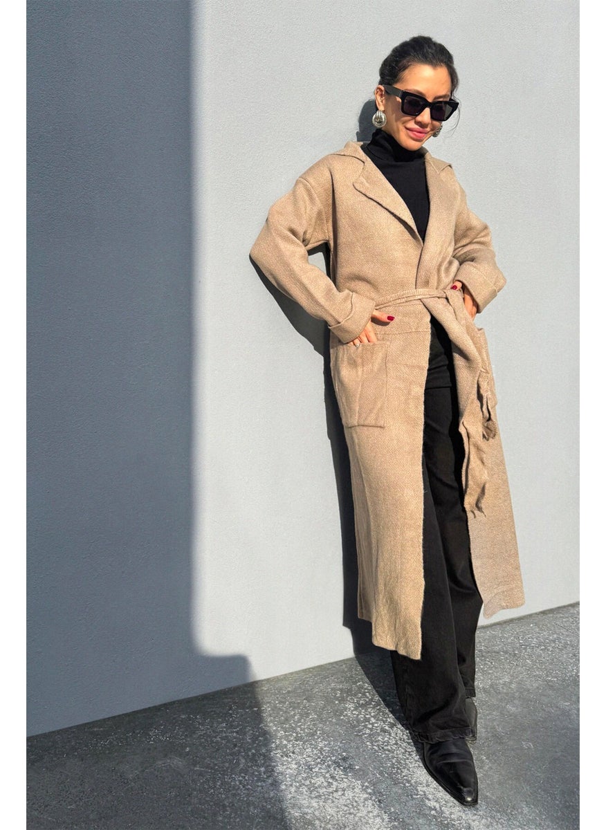 Touche - Waist Belted Long Knitted Cardigan - Image 1