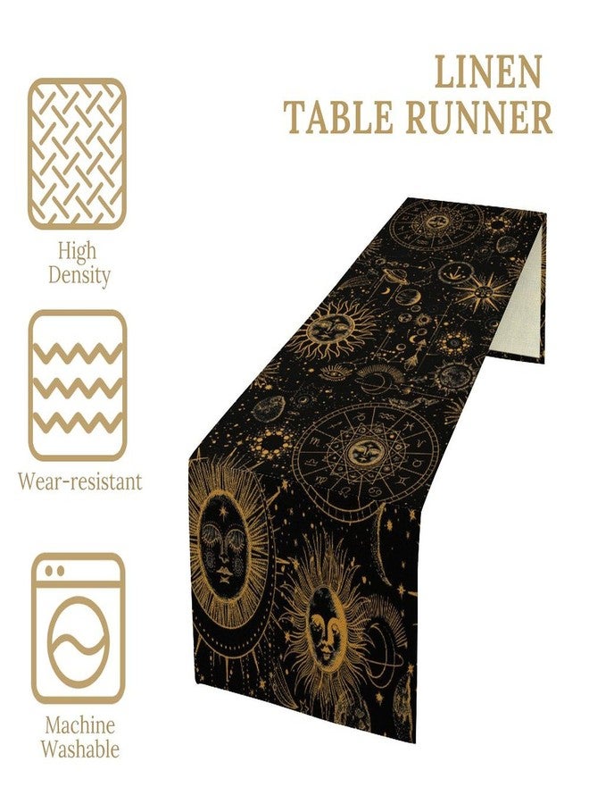 AAVEUP Sun Moon Table Runner,Boho Hippie Mystic Astral Celestial Tarot Constellation Moon Starry Night Tabletop Restaurant Dining Kitchen Wedding Party 13x36 Inch - Image 4