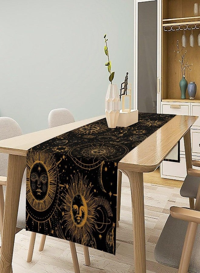 AAVEUP Sun Moon Table Runner,Boho Hippie Mystic Astral Celestial Tarot Constellation Moon Starry Night Tabletop Restaurant Dining Kitchen Wedding Party 13x36 Inch - Image 2