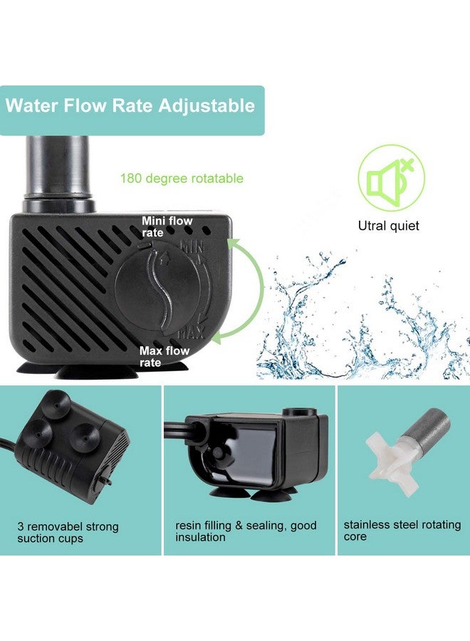 hygger Ultra Quiet 53GPH (200L/H, 3W) Submersible Mini Water Pump Comes with 2 Nozzles, for Aquariums, Fish Tank, Fountain, Hydroponics, Max Lift Height 1.7ft ,120V/60HZ, Power Cord 6ft - Image 4