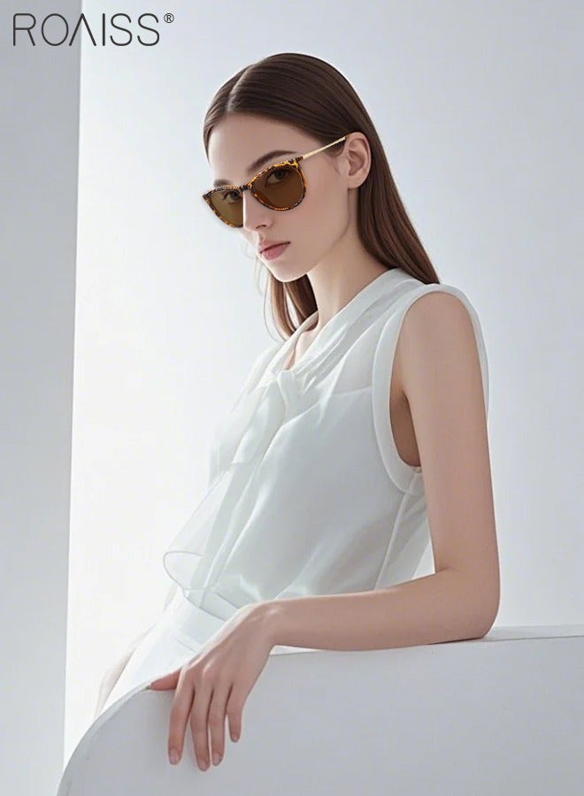 رويس نظارات شمسية مستقطبة للنساء، نظارات شمسية دائرية عتيقة بحماية من الأشعة فوق البنفسجية 400، نظارات شمسية عصرية مضادة للتوهج للنساء مع حافظة للنظارات - Image 2