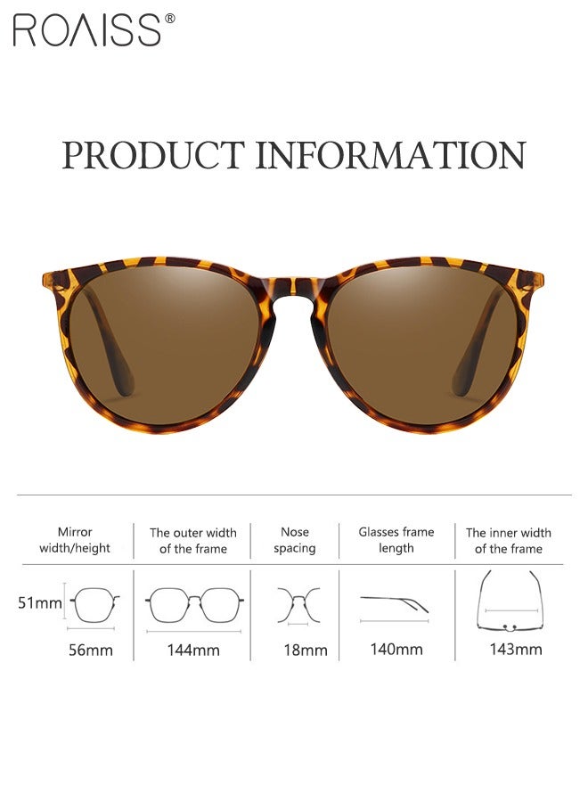 رويس نظارات شمسية مستقطبة للنساء، نظارات شمسية دائرية عتيقة بحماية من الأشعة فوق البنفسجية 400، نظارات شمسية عصرية مضادة للتوهج للنساء مع حافظة للنظارات - Image 3