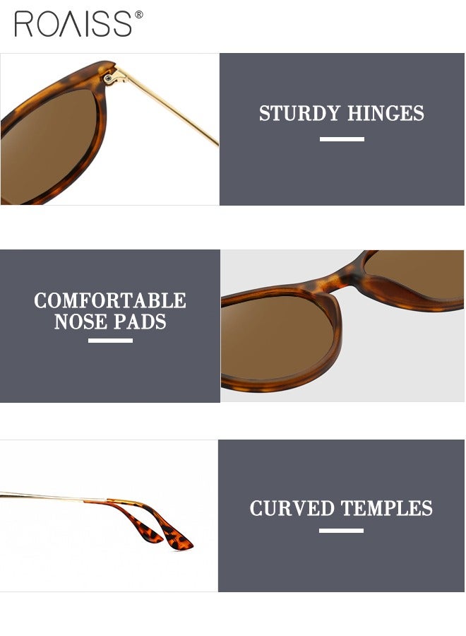 رويس نظارات شمسية مستقطبة للنساء، نظارات شمسية دائرية عتيقة بحماية من الأشعة فوق البنفسجية 400، نظارات شمسية عصرية مضادة للتوهج للنساء مع حافظة للنظارات - Image 5