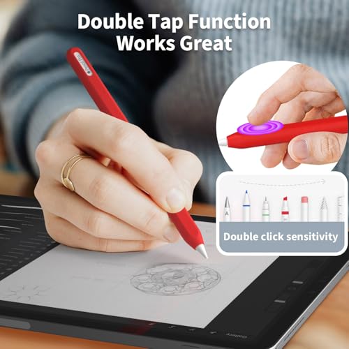 AKSHFETH Ultra Thin Protective Pencil Cover for Apple Pencil Pro &Apple Pencil 2nd Gen Silicone Case Sleeve Compatible with Apple Pencil Pro (red) - Image 5