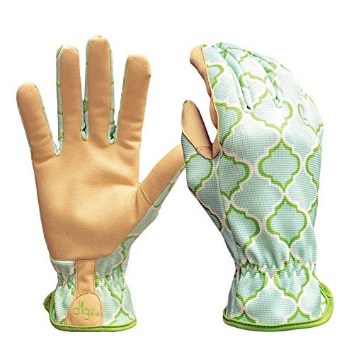DIGZ 77211 Planter Pro Women's Gardening Gloves, Work Gloves with Touchscreen Compatible Fingertips, Geometric Pattern, Small, Beige - Image 1