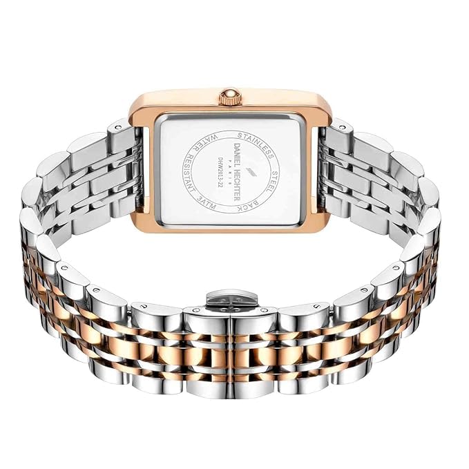 Daniel Hechter Jussieu Collection Luxury Square Watch for Women – Rose Gold Jeweled case with Diamond Accents and Textured dial - Image 5