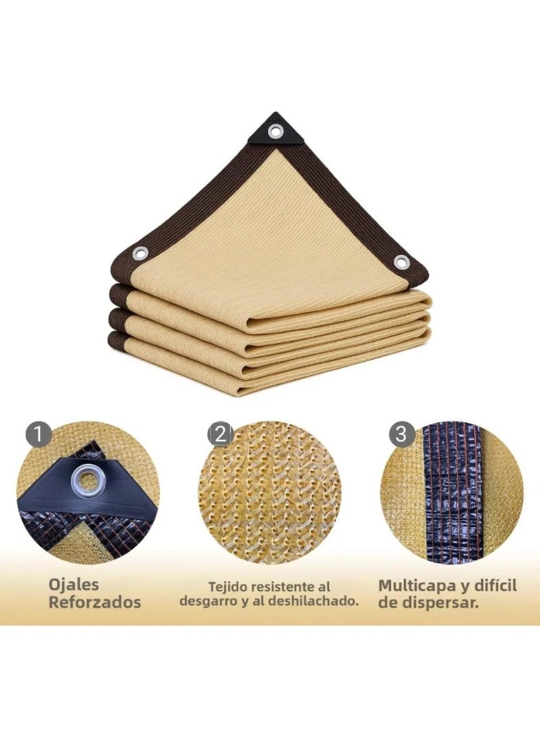 2x2m Beige Outdoor Sunshade Shading Net, UV Protection HDPE Mesh Fabric - Image 4
