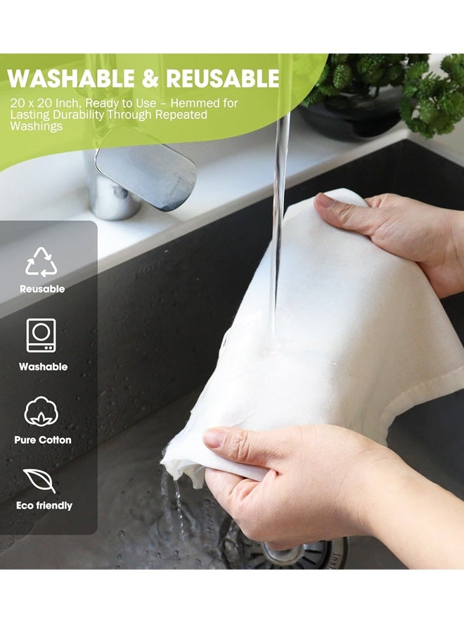 قطعتان من قماش الجبن، مقاس 20 بوصة × 20 بوصة، قماش جبن شبكي ناعم قابل لإعادة الاستخدام وقابل للغسل - للتصفية والطهي وصنع الجبن - Image 4