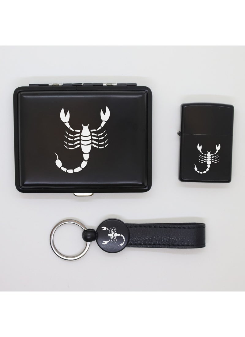 Ada Lazer - Personalized Scorpio Metal Plate, Zippo Lighter and Keychain Set - Image 1