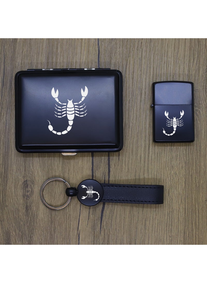 Ada Lazer - Personalized Scorpio Metal Plate, Zippo Lighter and Keychain Set - Image 1