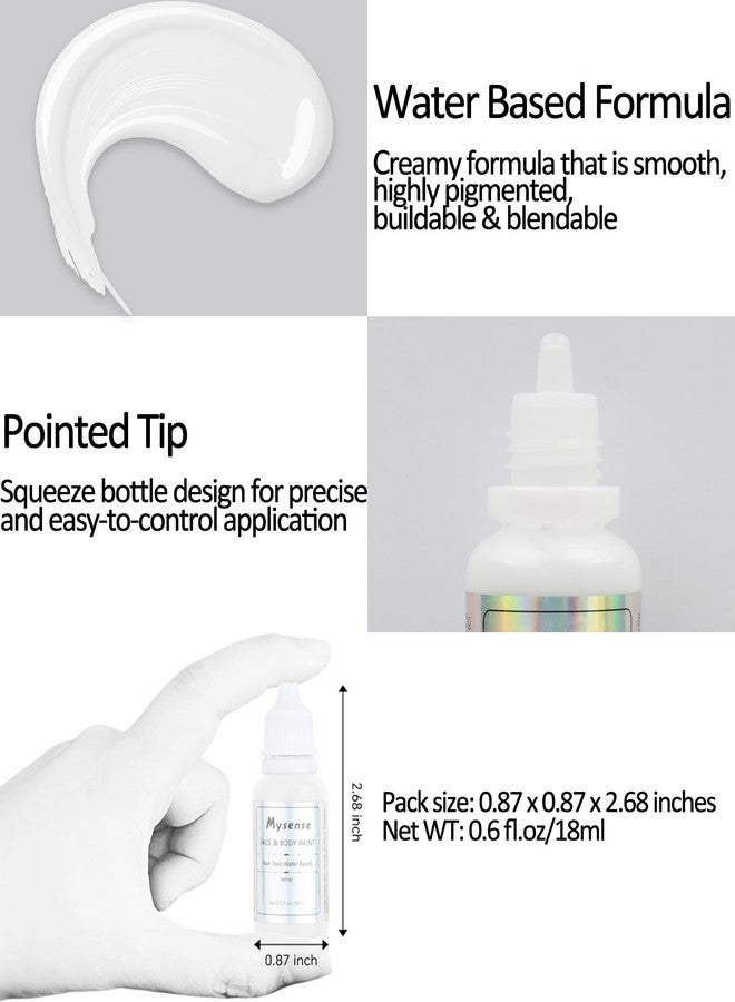 ماي سنس مجموعة طلاء الوجه والجسم من ماي سينس باللون الأحمر والأبيض والأسود، مجموعة مكياج مهرج، طلاء وجه قابل للغسل ذو أساس مائي، طلاء جسم كريمي غير سام للبالغين والأطفال، مكياج جمجمة للهالوين والمؤثرات الخاصة، 0.6 أونصة/قطعة - Image 2