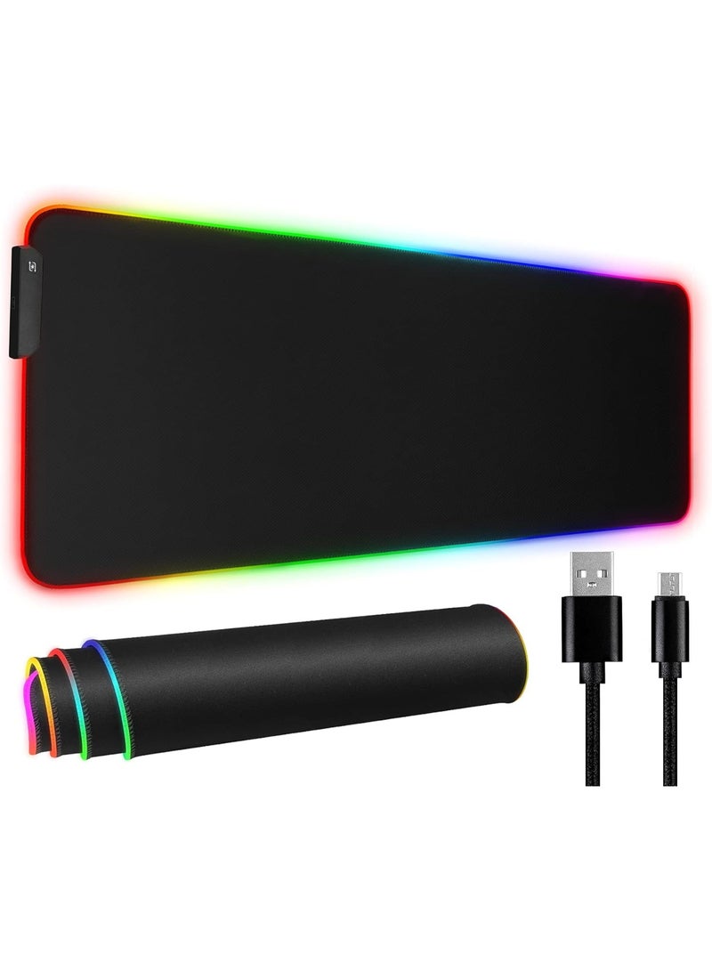 XL Extended RGB Gaming Mouse Pad, Glowing LED with 11 Lighting Modes, Smooth Non-Slip Rubber Base Surface, Computer Desk Mat for Mouse and Keyboard, 31.5 x 12 Inch, Waterproof. - Image 1