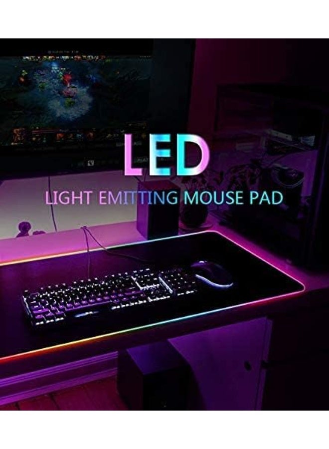XL Extended RGB Gaming Mouse Pad, Glowing LED with 11 Lighting Modes, Smooth Non-Slip Rubber Base Surface, Computer Desk Mat for Mouse and Keyboard, 31.5 x 12 Inch, Waterproof. - Image 5