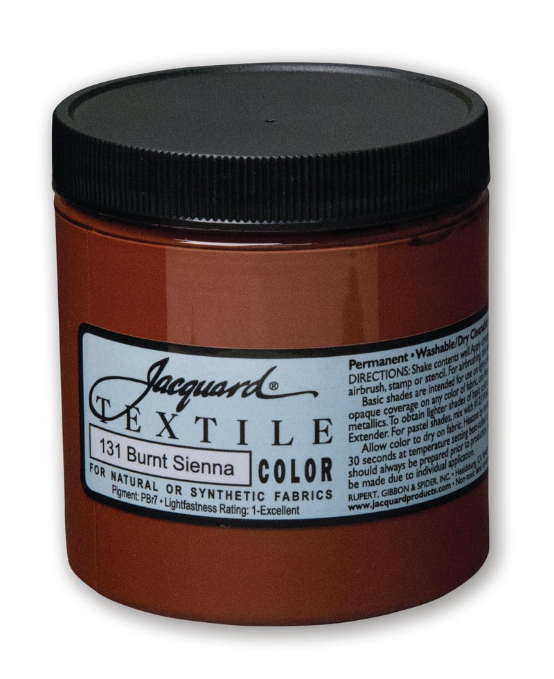 Jacquard Fabric Paint for Clothes 8 Oz Textile Color Burnt Sienna Leaves Fabric Soft Permanent and Colorfast Professional Quality Paints Made in USA Holds up Exceptionally Well to Washing