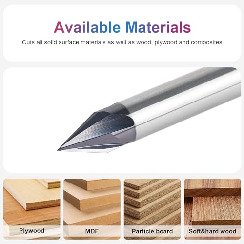 SpeTool 45 Degree V Groove Router Bit 1/4 Inch Shank, 4-Flute TiAIN Coated Solid Carbide V Bits for CNC Engraving and Chamfering Lettering - Image 4