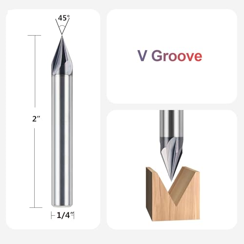 SpeTool 45 Degree V Groove Router Bit 1/4 Inch Shank, 4-Flute TiAIN Coated Solid Carbide V Bits for CNC Engraving and Chamfering Lettering - Image 2