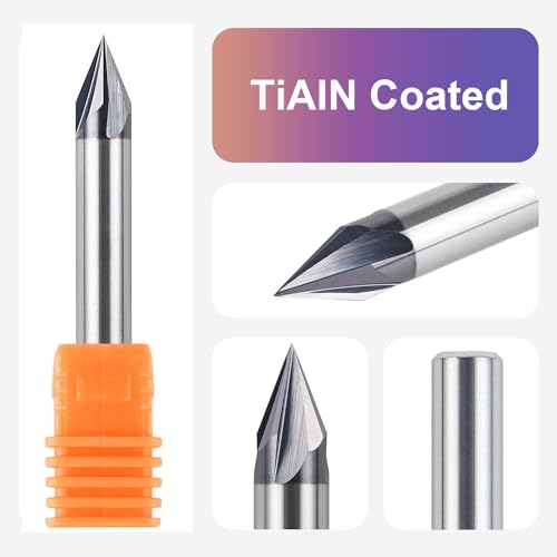 SpeTool 45 Degree V Groove Router Bit 1/4 Inch Shank, 4-Flute TiAIN Coated Solid Carbide V Bits for CNC Engraving and Chamfering Lettering - Image 3