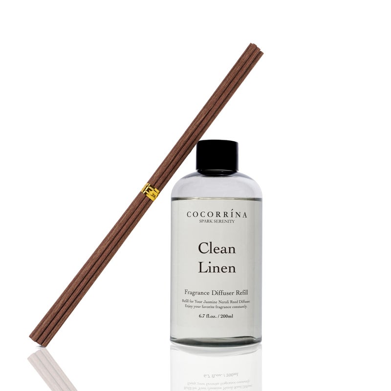 COCORRÃNA CocorrÃ­na Clean Linen Scented Reed Diffuser Oil with 8 Sticks Fragrance for Bedroom, Bathroom, Oil Diffuser, Home DÃ©cor, 6.7 fl oz. (200 ml) - Image 2