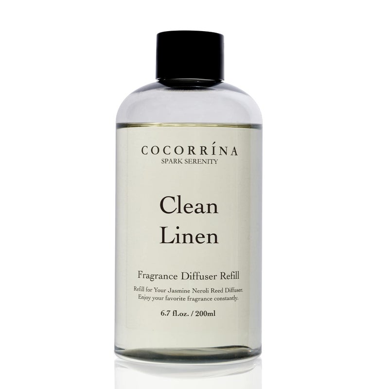 COCORRÃNA CocorrÃ­na Clean Linen Scented Reed Diffuser Oil with 8 Sticks Fragrance for Bedroom, Bathroom, Oil Diffuser, Home DÃ©cor, 6.7 fl oz. (200 ml) - Image 1