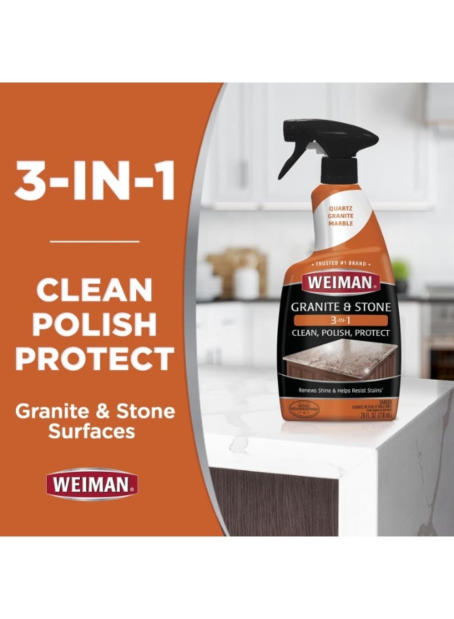 Weiman Complete Countertop Clean & Protect Kit - For Granite, Marble, Quartz & Stone - Granite & Stone Cleaner and Polish - 24 oz, Granite & Stone Sealer -24 oz - Image 3
