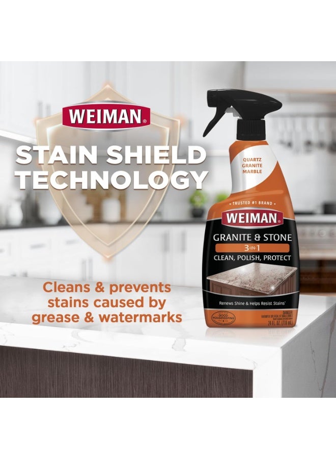 Weiman Complete Countertop Clean & Protect Kit - For Granite, Marble, Quartz & Stone - Granite & Stone Cleaner and Polish - 24 oz, Granite & Stone Sealer -24 oz - Image 2