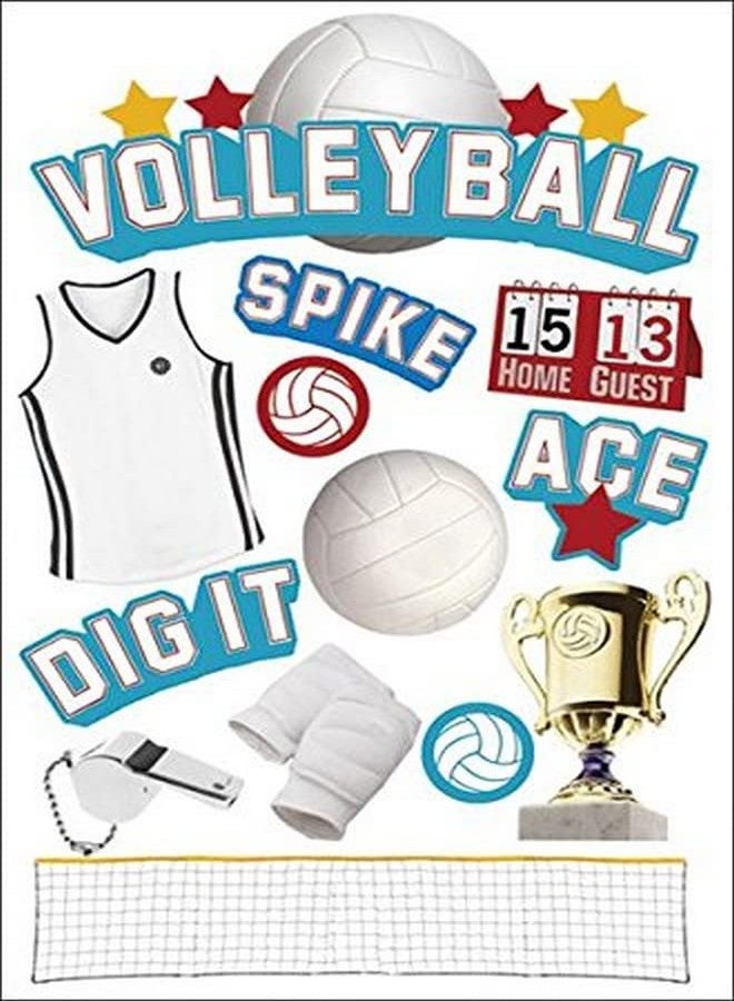 Paper House Productions STDM-0064E 3D Cardstock Stickers, Volleyball (3-Pack)