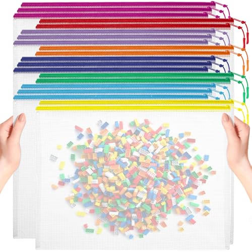 YOPCDJ 20pcs Mesh Zipper Pouch Bags, Puzzle Bags, A3 17x12 Inches Large Reusable Pouches for Organizing Classroom and Storage, Extra Large Zipper Pouch, Board Game Storage - Image 1