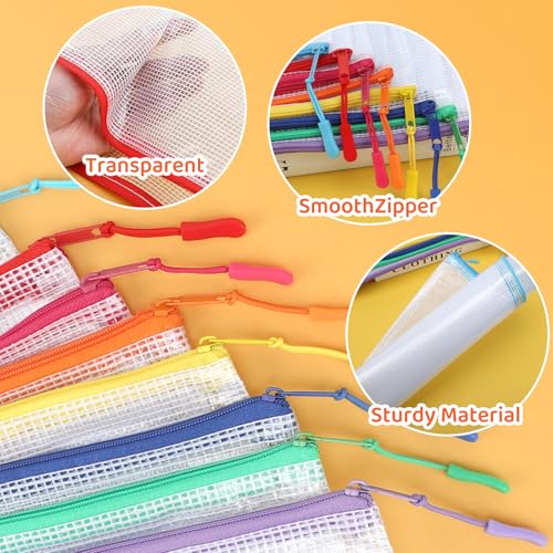 YOPCDJ 20pcs Mesh Zipper Pouch Bags, Puzzle Bags, A3 17x12 Inches Large Reusable Pouches for Organizing Classroom and Storage, Extra Large Zipper Pouch, Board Game Storage - Image 3
