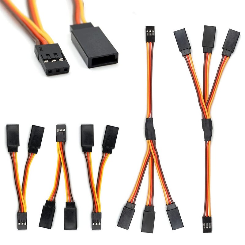 elechawk Servo Y Harness Splitter Cable 3 Pin Connector Wire Male to Female 4 Way Extension Lead Compatible with JR Futaba RC Car Airplanes (3PCS 1to2 and 2PCS 1to3) - Image 1