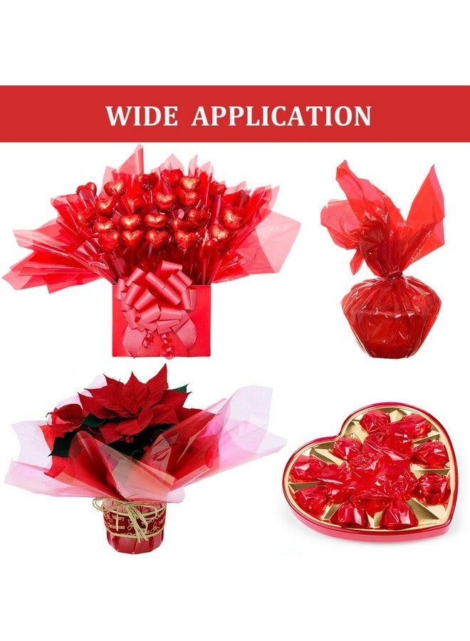 Morepack لفافة سيلوفان حمراء ليوم عيد الحب - ورق سيلوفان شفاف بعرض 16 بوصة وطول 100 قدم - لفائف سيلوفان ملونة لسلال الهدايا، الأعمال اليدوية، الزينة والمزيد - Image 4