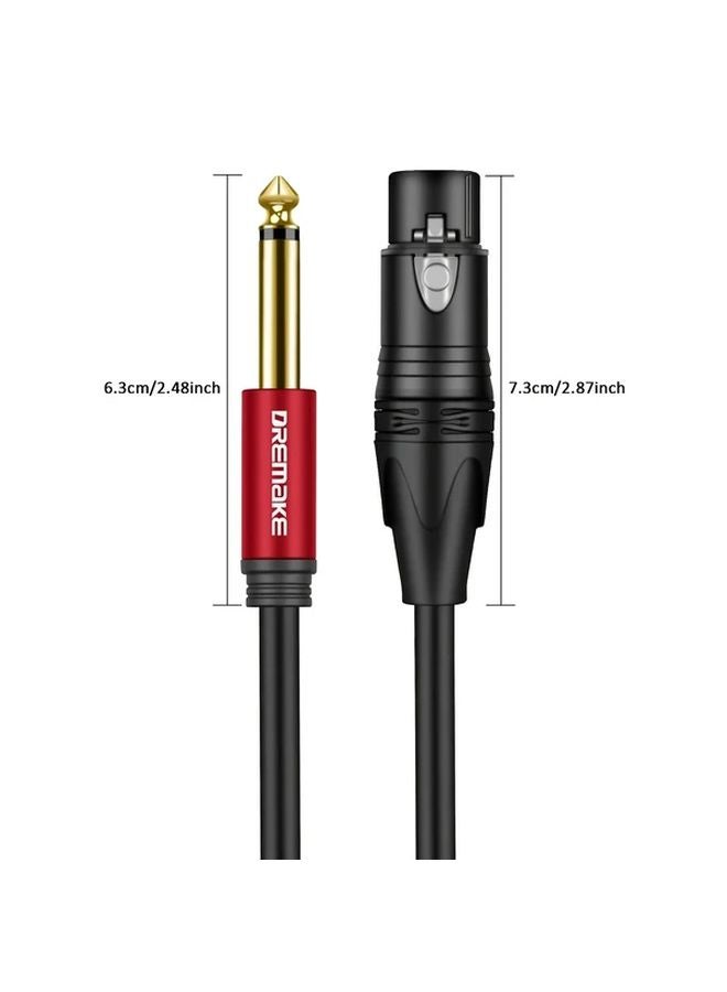 2 Pack 10ft XLR Female to 6.35mm TS Male Audio Cable for Microphone Mixer Guitar - Image 3