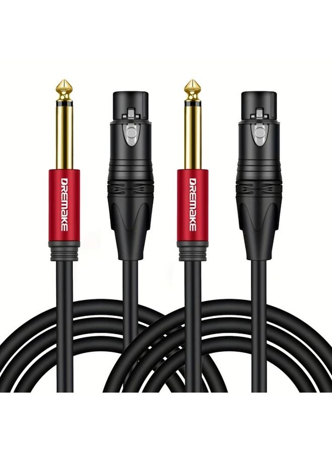 2 Pack 10ft XLR Female to 6.35mm TS Male Audio Cable for Microphone Mixer Guitar - Image 2