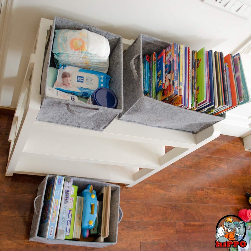 HIPPO - Storage Bins Foldable & Convenient Felt Fabric Storage Organizer - Pack of 4 pcs - Large Size - Image 4