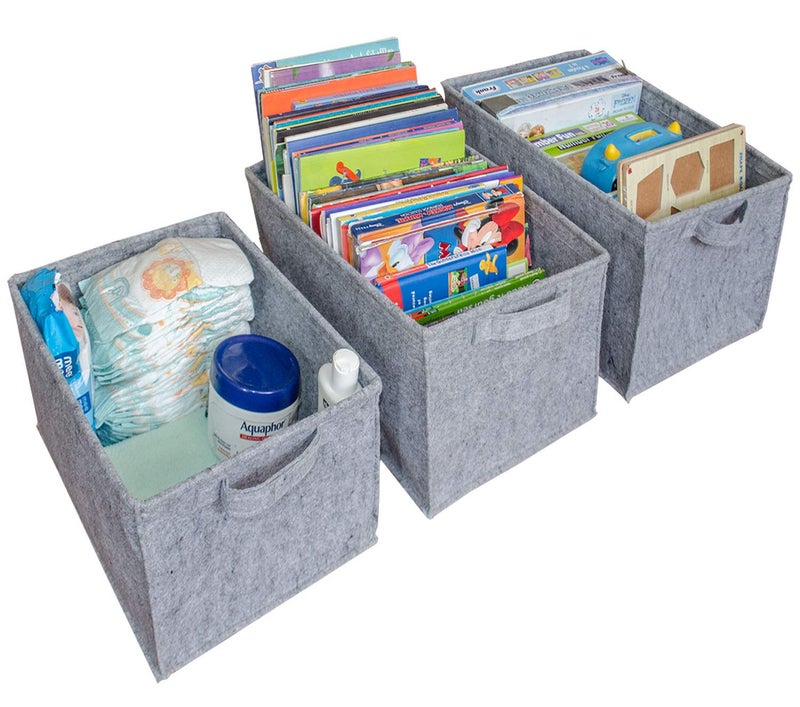 HIPPO - Storage Bins Foldable & Convenient Felt Fabric Storage Organizer - Pack of 4 pcs - Large Size - Image 1