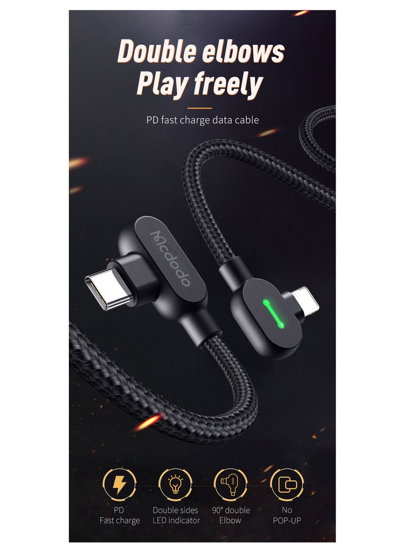 Mcdodo - MCDODO 36W USB-C to Lightning PD Fast Charging Cable 1.8m Dual Elbow 90-Degree Design Soft LED Indicator High-Strength TPU Material Fast Data Transfer - Image 1