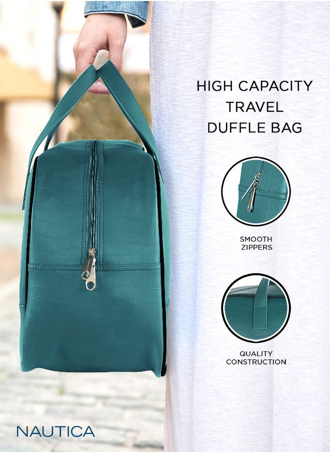 NAUTICA - Nautica Duffle Bag for Travel | Stylish Leatherette Luggage | Compact and Comfortable for Travelling | Suitable for Men's and Women's (Dark Green) 15 cm - Image 1
