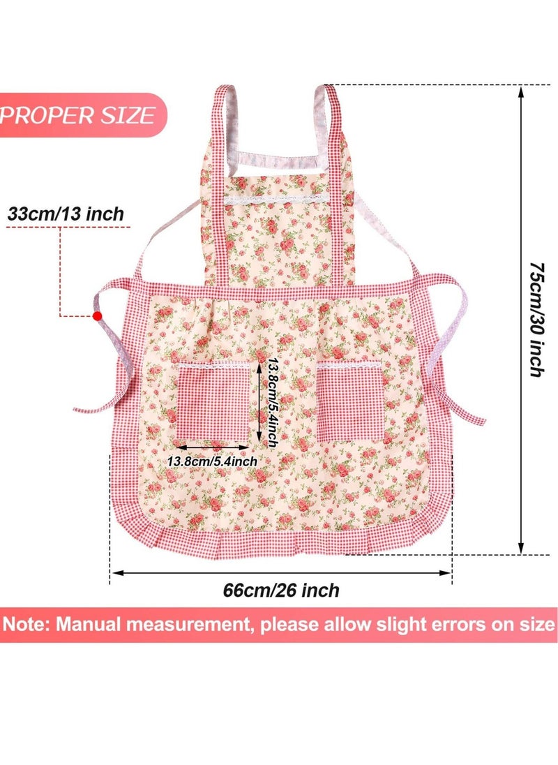 Generic - Kitchen Floral Apron, Thickened Waterproof Princess Apron Waist Adjustable with Pockets Ladies Chef Apron for Kitchen Cooking Baking Gardening Home Cleaning Etc. (3 Pieces) - Image 1