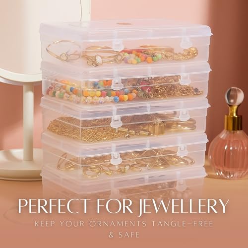 EOS- BUILDING TRUST Clear Plastic Medium Storage Boxes (Multi, Standard Size 17 x 12 x 4 cm) – Set of 6 Multipurpose Transparent Organizers for Medicines, Jewelry, Toys, Stationery, Size 44 - Image 2
