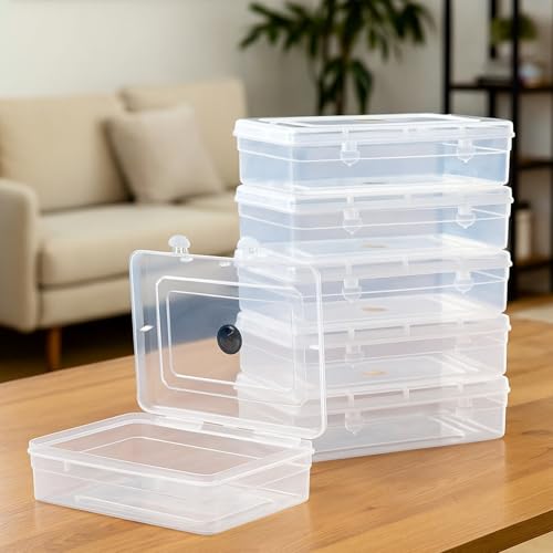 EOS- BUILDING TRUST Clear Plastic Medium Storage Boxes (Multi, Standard Size 17 x 12 x 4 cm) – Set of 6 Multipurpose Transparent Organizers for Medicines, Jewelry, Toys, Stationery, Size 44 - Image 1