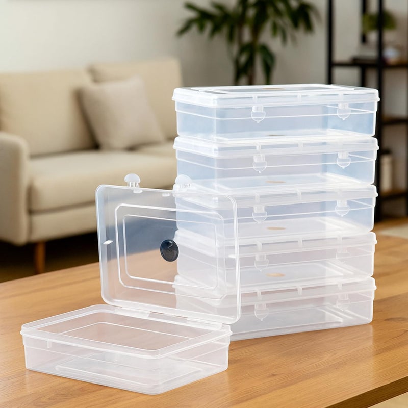 EOS- BUILDING TRUST Clear Plastic Medium Storage Boxes (Multi, Standard Size 17 x 12 x 4 cm) – Set of 6 Multipurpose Transparent Organizers for Medicines, Jewelry, Toys, Stationery, Size 44 - Image 3
