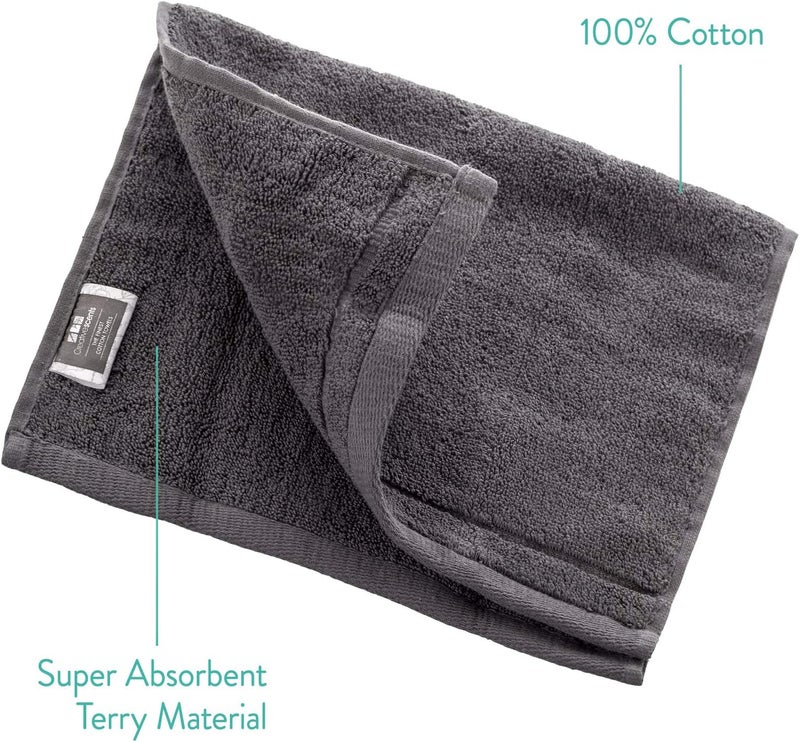Creative Scents Cotton Fingertip Towels Set - 4 Pack - 11 x 18 Inches Decorative Small Extra-Absorbent and Soft Terry Towel for Bathroom - Powder Room, Guest and Housewarming Gift (Grey) - Image 3