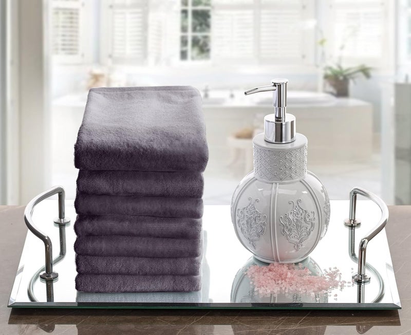 Creative Scents Cotton Fingertip Towels Set - 4 Pack - 11 x 18 Inches Decorative Small Extra-Absorbent and Soft Terry Towel for Bathroom - Powder Room, Guest and Housewarming Gift (Grey) - Image 2