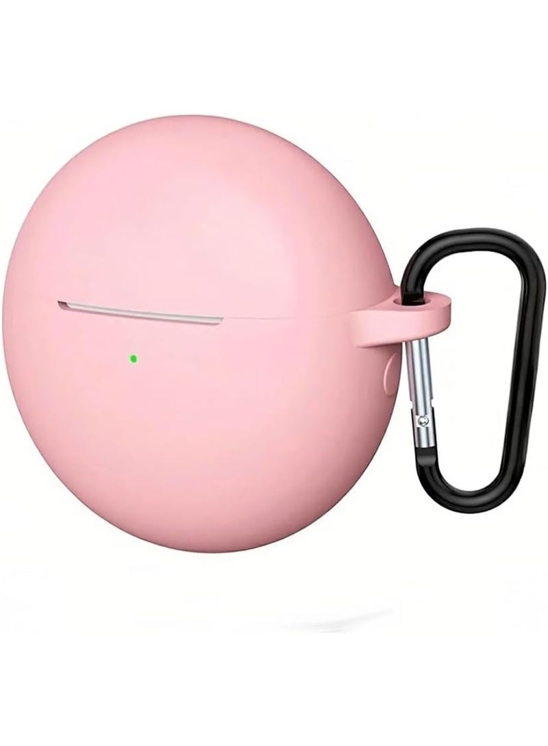 Protective case for Huawei FreeBuds 7i, shockproof, anti-vibration, fingerprint-resistant silicone case with carabiner attachment - PINK